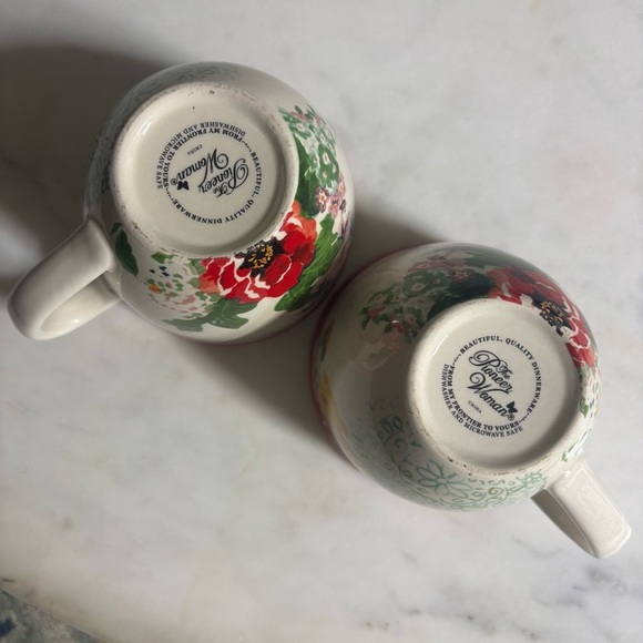 Set of 2 Pioneer Woman china mugs in flea market Country Garden floral pattern - Picture 3 of 9